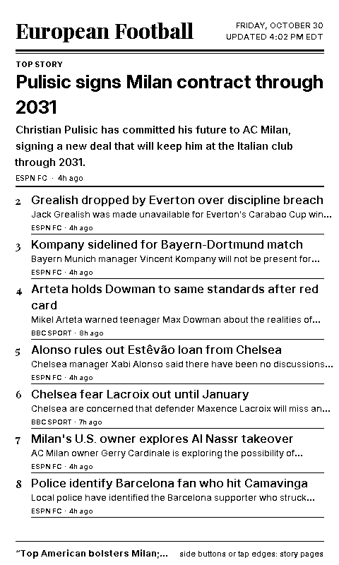 Front page as rendered for a 1-bit e-ink screen