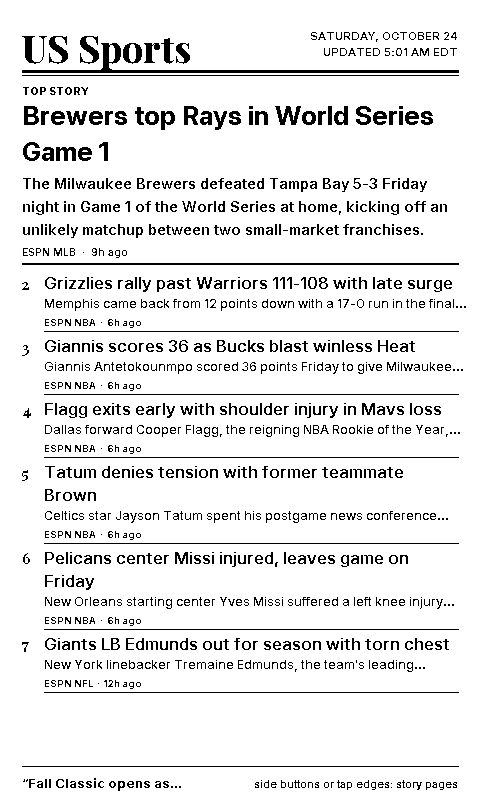 Front page as rendered for a 1-bit e-ink screen